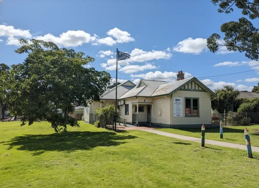 Mitchell House, home of the Wonthaggi Neighbourhood Centre, on a sunny day